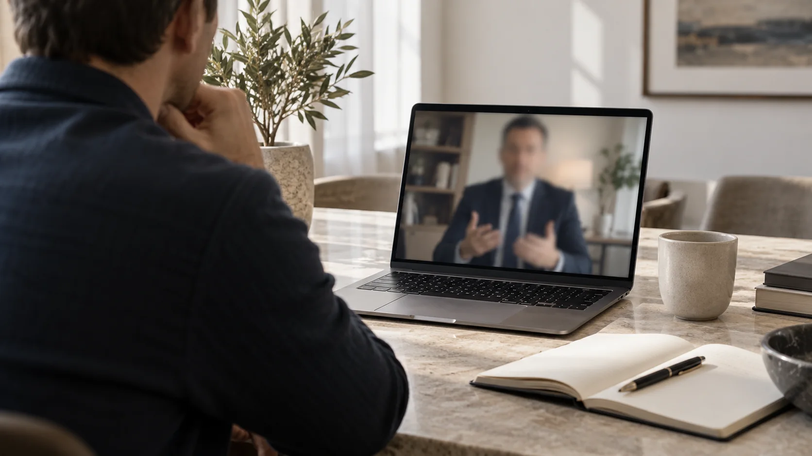 Illustratiivne pilt kliendi ja advokaadi videovestlusest